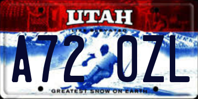 UT license plate A720ZL