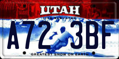 UT license plate A723BF