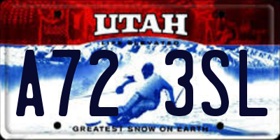 UT license plate A723SL