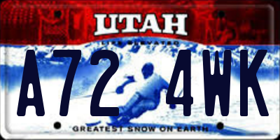 UT license plate A724WK