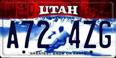 UT license plate A724ZG