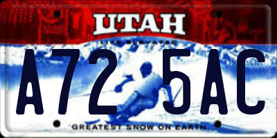 UT license plate A725AC