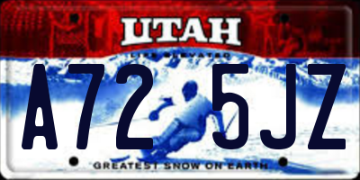 UT license plate A725JZ