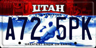 UT license plate A725PK