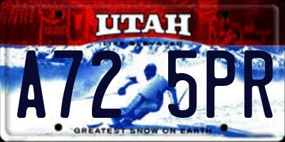 UT license plate A725PR