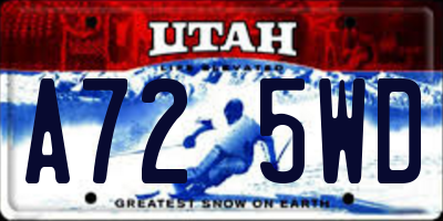 UT license plate A725WD