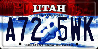 UT license plate A725WK