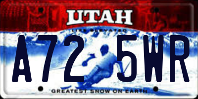 UT license plate A725WR