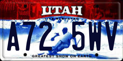 UT license plate A725WV