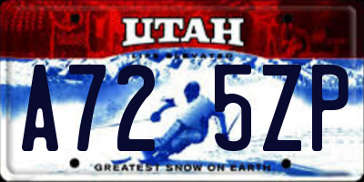 UT license plate A725ZP