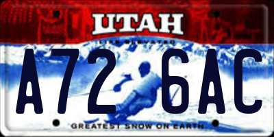 UT license plate A726AC