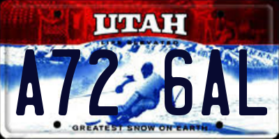 UT license plate A726AL