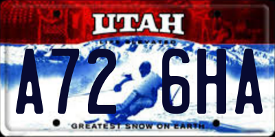 UT license plate A726HA