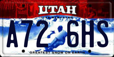 UT license plate A726HS