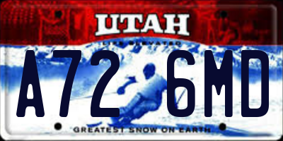 UT license plate A726MD