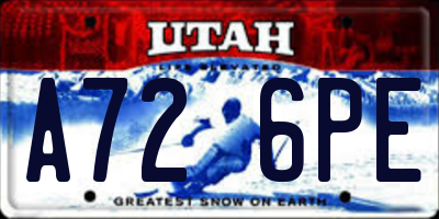 UT license plate A726PE