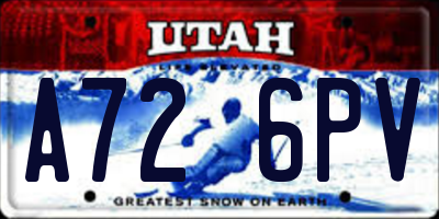 UT license plate A726PV