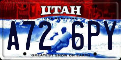 UT license plate A726PY