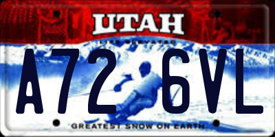 UT license plate A726VL