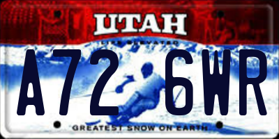 UT license plate A726WR