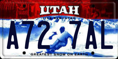 UT license plate A727AL