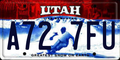 UT license plate A727FU
