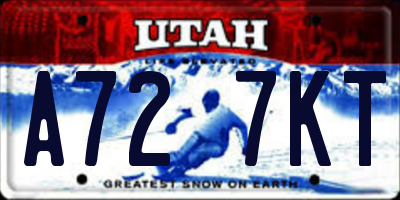 UT license plate A727KT