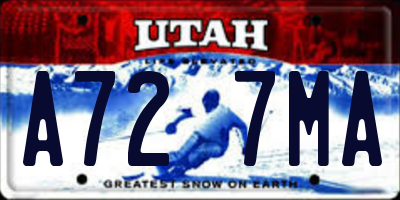 UT license plate A727MA