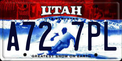 UT license plate A727PL