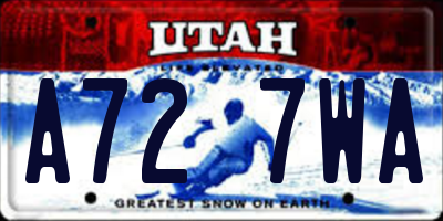 UT license plate A727WA