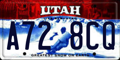 UT license plate A728CQ