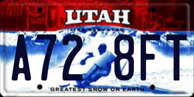 UT license plate A728FT