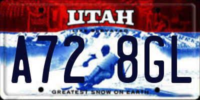 UT license plate A728GL