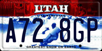 UT license plate A728GP