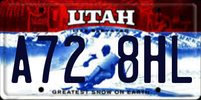 UT license plate A728HL