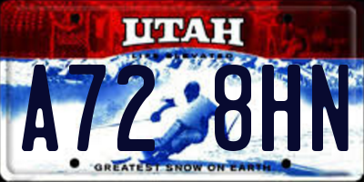 UT license plate A728HN