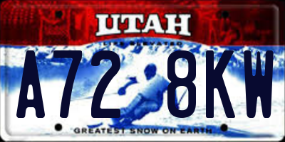 UT license plate A728KW
