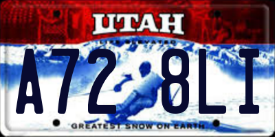 UT license plate A728LI