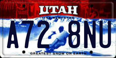 UT license plate A728NU