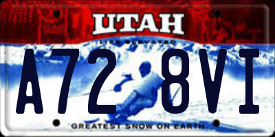 UT license plate A728VI
