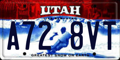 UT license plate A728VT