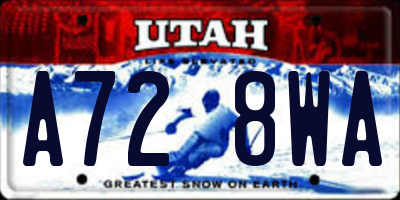 UT license plate A728WA