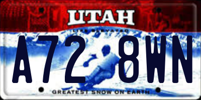 UT license plate A728WN