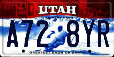 UT license plate A728YR