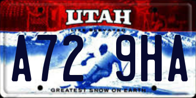 UT license plate A729HA