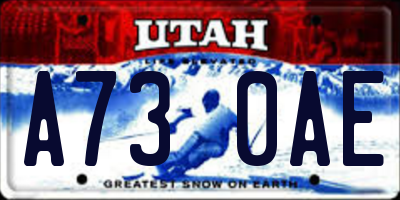 UT license plate A730AE