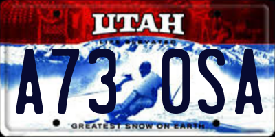 UT license plate A730SA