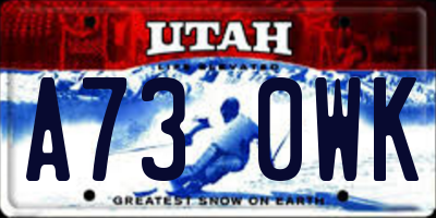 UT license plate A730WK