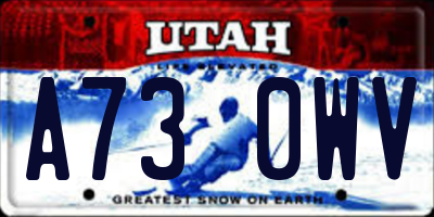 UT license plate A730WV