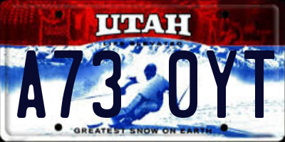 UT license plate A730YT